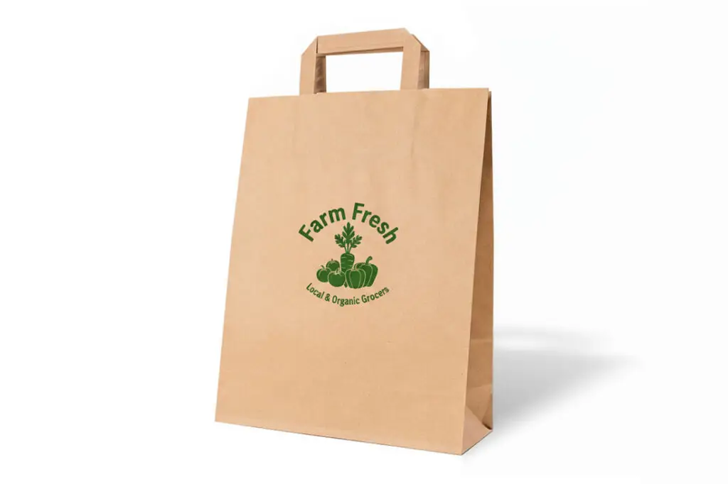 Papírová taška se zeleným potiskem