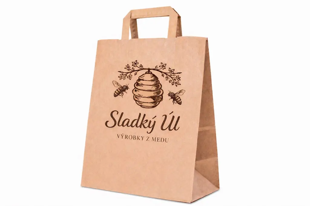 Papírová taška s potiskem hnědý